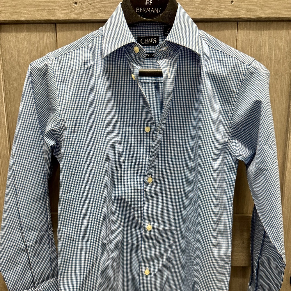 Chaps Boys Gingham Button Up Dress Shirt | Size Medium (10-12)